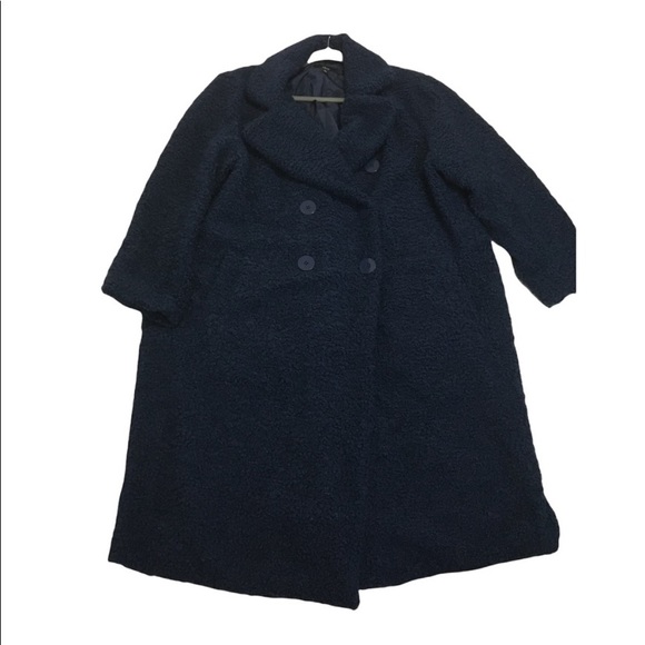 Ellos textured teddy pea-coat, navy blue, size 20 NWOT, $180